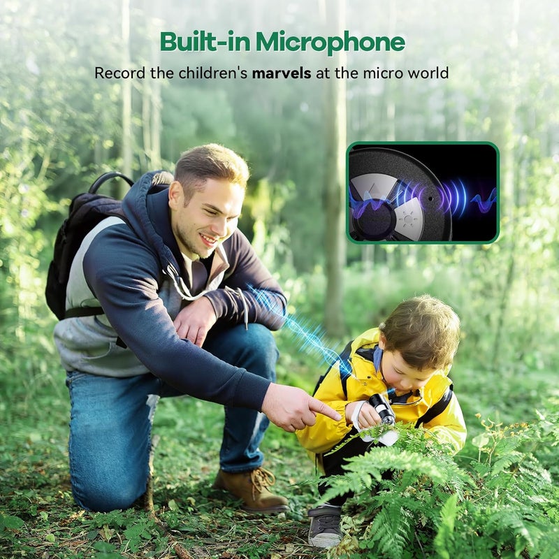 Hideal HP20 IPS Microscope for Kids: [3-in-1] [Easy and Fun] 2" Portable Handheld Microscope Miniscope, Pocket Mini Scope Educational Science Kit, Christmas Birthday Gifts for Kids, 32GB, White - Image 3
